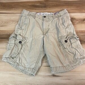 American Eagle Cargo Shorts Mens 32 Ripstop Y2K Classic Length Khaki Cotton